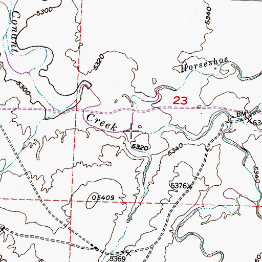 Topographic Map of Horseshoe Creek, WY