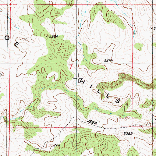 Topographic Map of Horseshoe Hills, WY