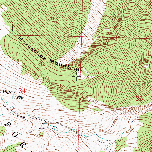 Topographic Map of Horseshoe Mountain, WY