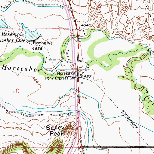 Topographic Map of Horseshoe Pony Express Station, WY