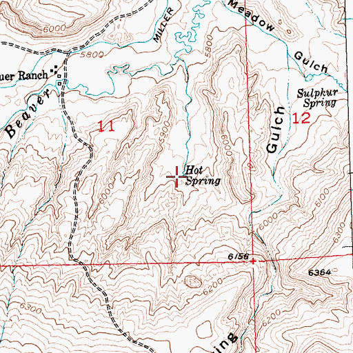 Topographic Map of Hot Spring, WY