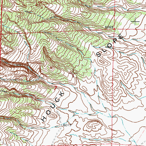 Topographic Map of Houck Slope, WY