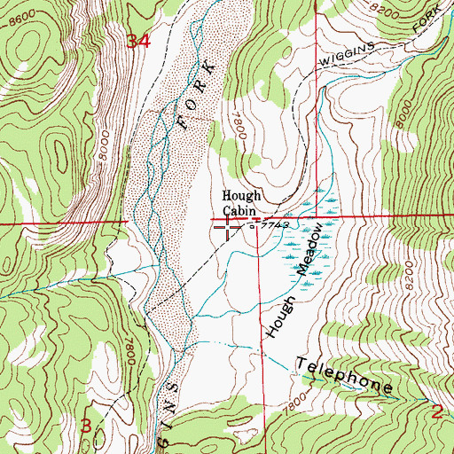 Topographic Map of Hough Cabin, WY