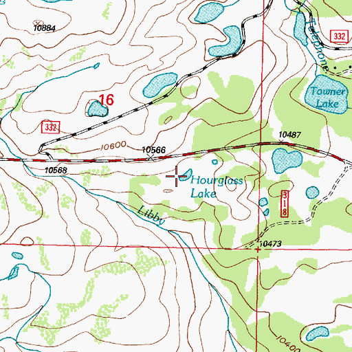 Topographic Map of Hourglass Lake, WY