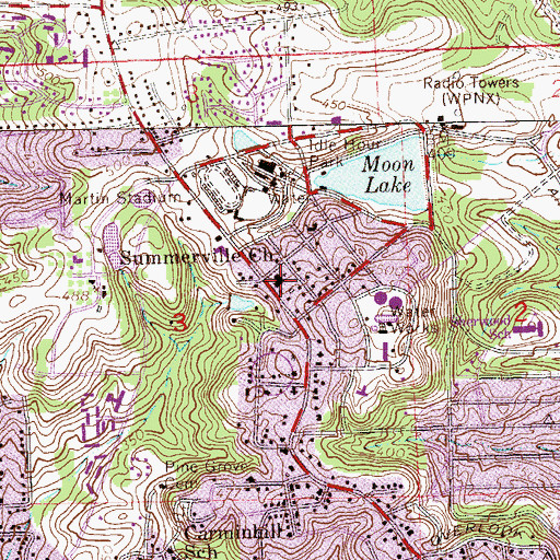 Topographic Map of Summerville Baptist Church, AL