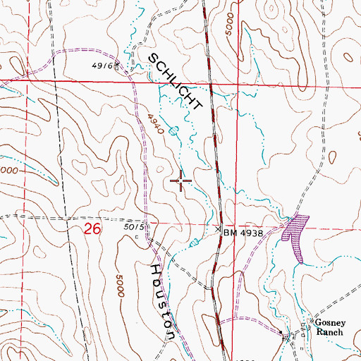 Topographic Map of Houston Draw, WY