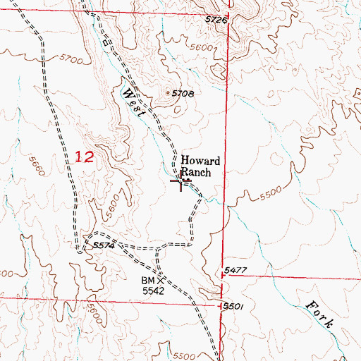 Topographic Map of Howard Ranch, WY
