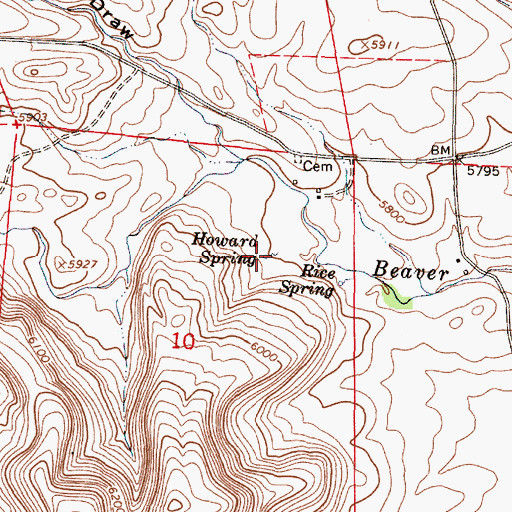 Topographic Map of Howard Spring, WY