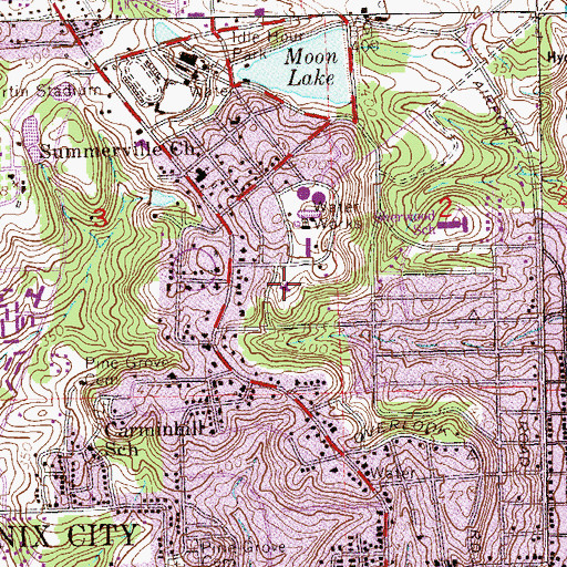 Topographic Map of Summerville United Methodist Church, AL