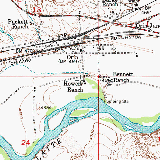 Topographic Map of Howery Ranch, WY