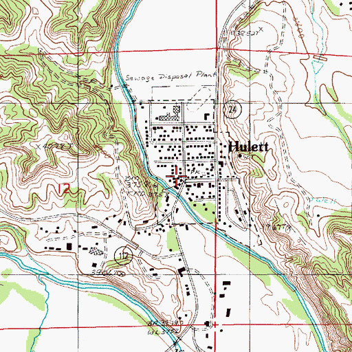 Topographic Map of Hulett, WY