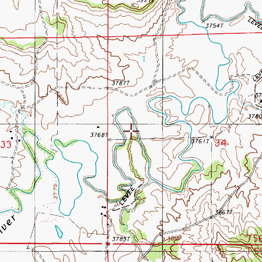 Topographic Map of Hulett Creek, WY