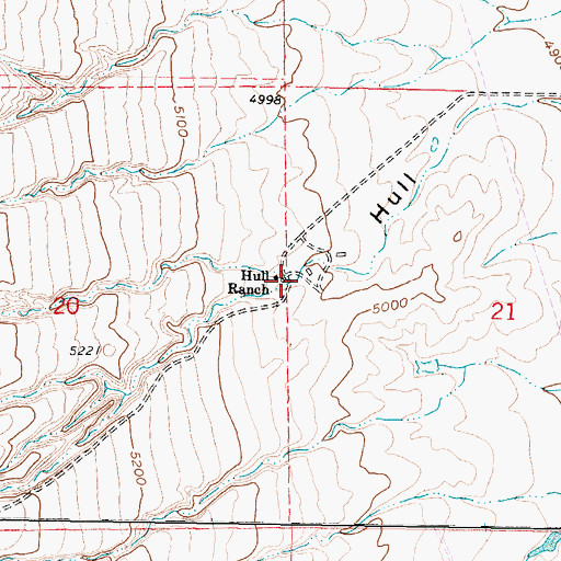 Topographic Map of Hull Ranch, WY