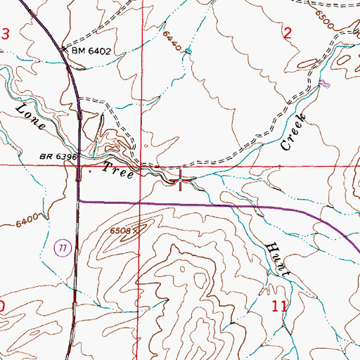 Topographic Map of Hunt Creek, WY