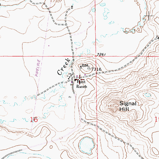 Topographic Map of Hunt Ranch, WY