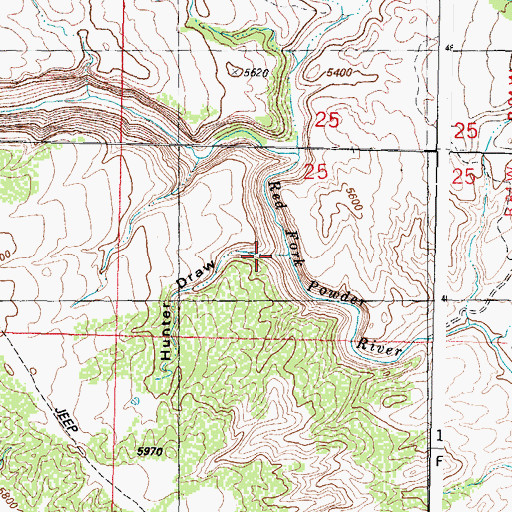 Topographic Map of Hunter Draw, WY