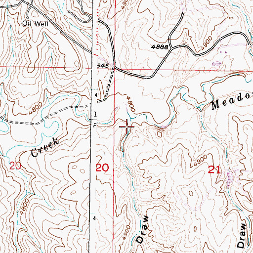 Topographic Map of Hunter Draw, WY