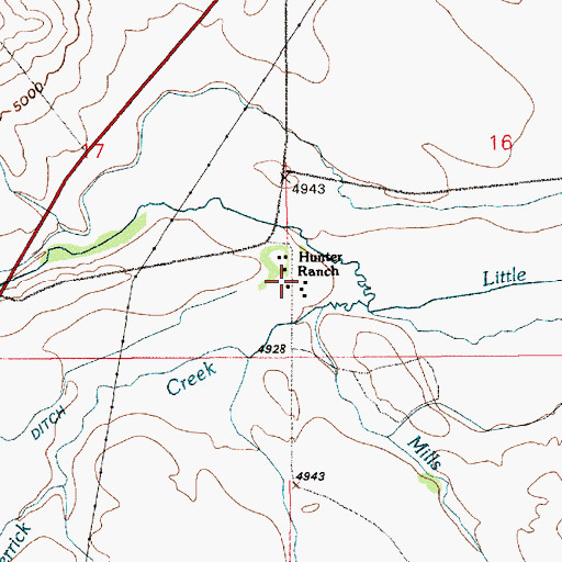 Topographic Map of Hunter Ranch, WY