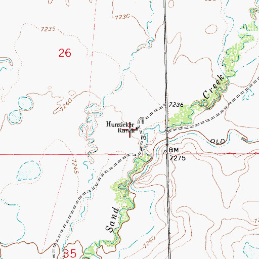Topographic Map of Hunzicker Ranch, WY