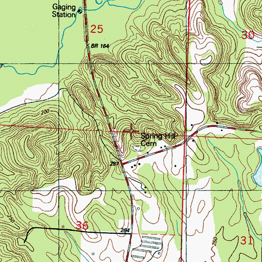 Topographic Map of Spring Hill Cemetery, AL