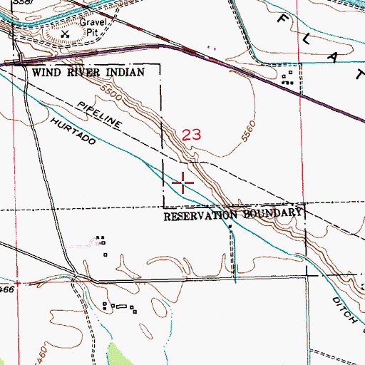 Topographic Map of Hurtado Ditch, WY