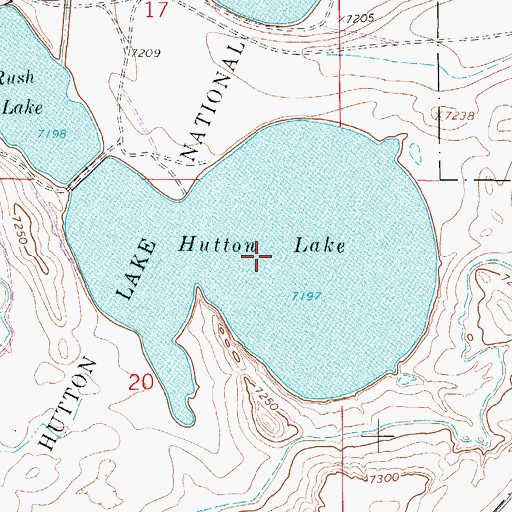 Topographic Map of Hutton Lake, WY