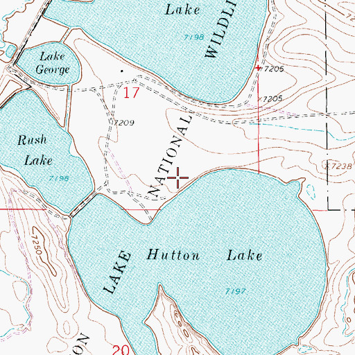 Topographic Map of Hutton Lake National Wildlife Refuge, WY
