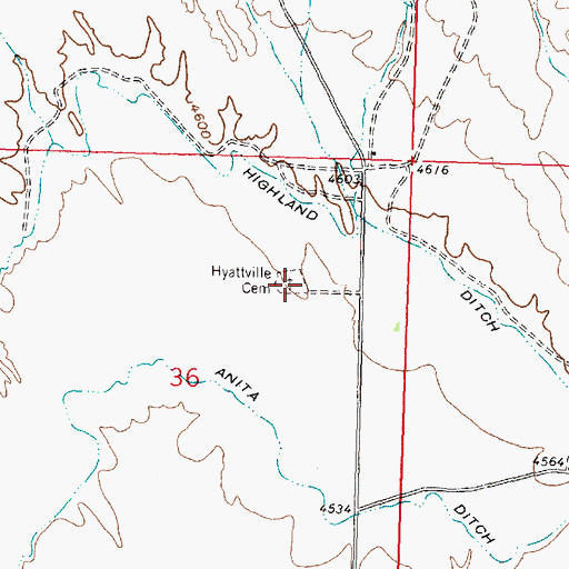 Topographic Map of Hyattville Cemetery, WY