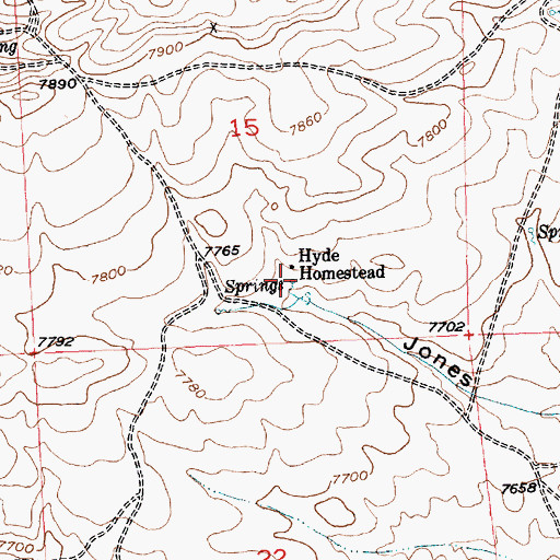 Topographic Map of Hyde Homestead, WY