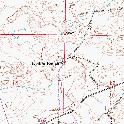 Topographic Map of Hylton Ranch, WY