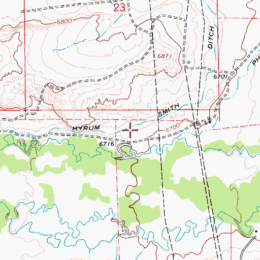 Topographic Map of Hyrum Smith Ditch, WY