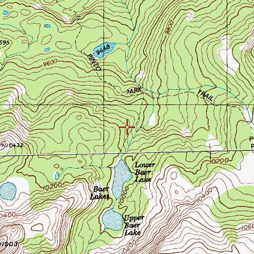 Topographic Map of Ice Lakes Trail, WY