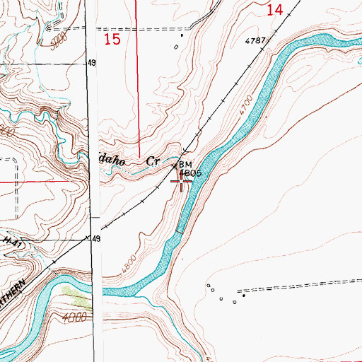 Topographic Map of Idaho Creek, WY