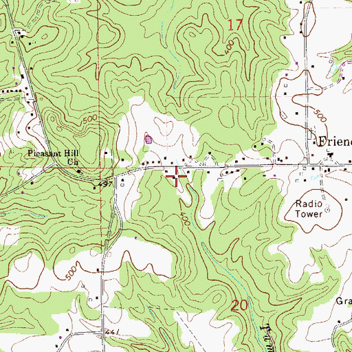 Topographic Map of Friendship Baptist Church, AL