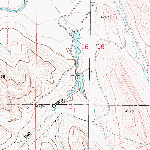 Topographic Map of Ike Draw, WY