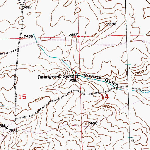 Topographic Map of Immigrant Springs, WY