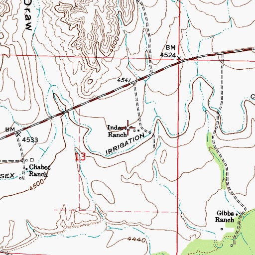 Topographic Map of Indart Ranch, WY