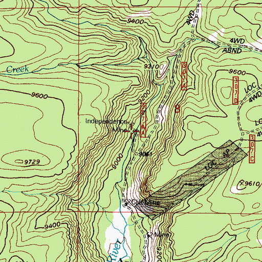Topographic Map of Independence Mine, WY