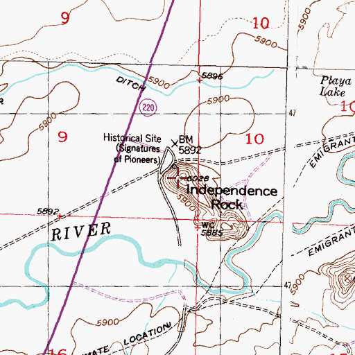 Topographic Map of Independence Rock, WY