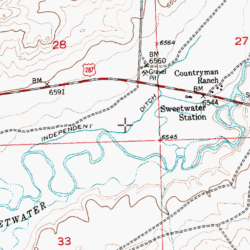 Topographic Map of Independent Ditch, WY