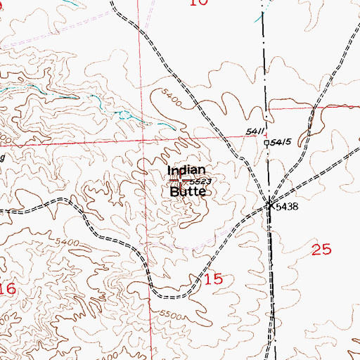 Topographic Map of Indian Butte, WY