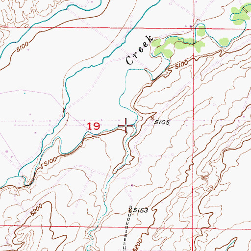 Topographic Map of Indian Creek, WY