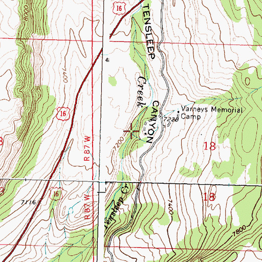 Topographic Map of Indian Creek, WY