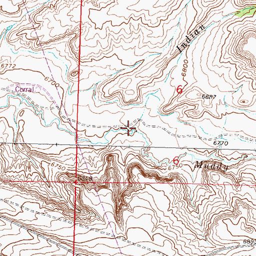 Topographic Map of Indian Creek, WY