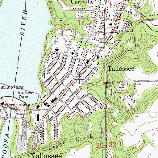 Topographic Map of East Tallassee Baptist Church, AL