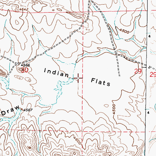 Topographic Map of Indian Flats, WY