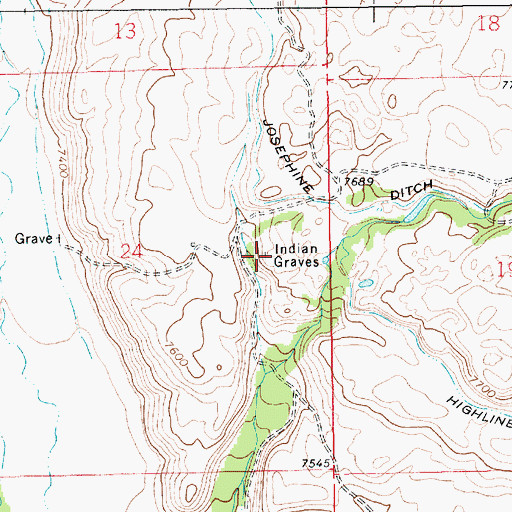 Topographic Map of Indian Graves, WY