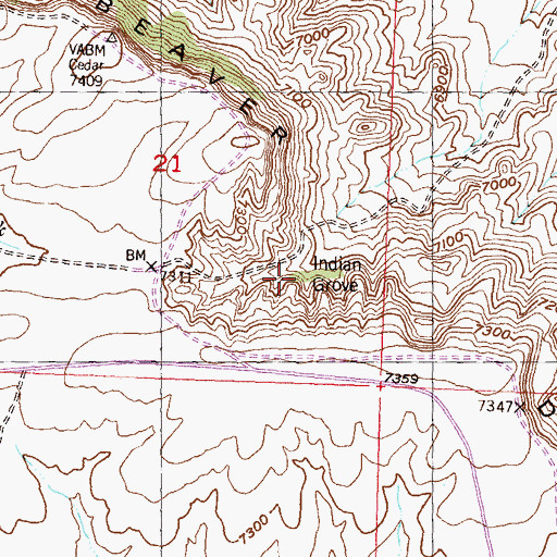 Topographic Map of Indian Grove, WY