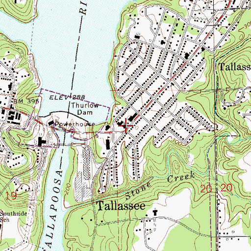 Topographic Map of East Tallassee United Methodist Church, AL