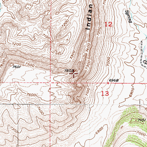 Topographic Map of Indian Guide, WY